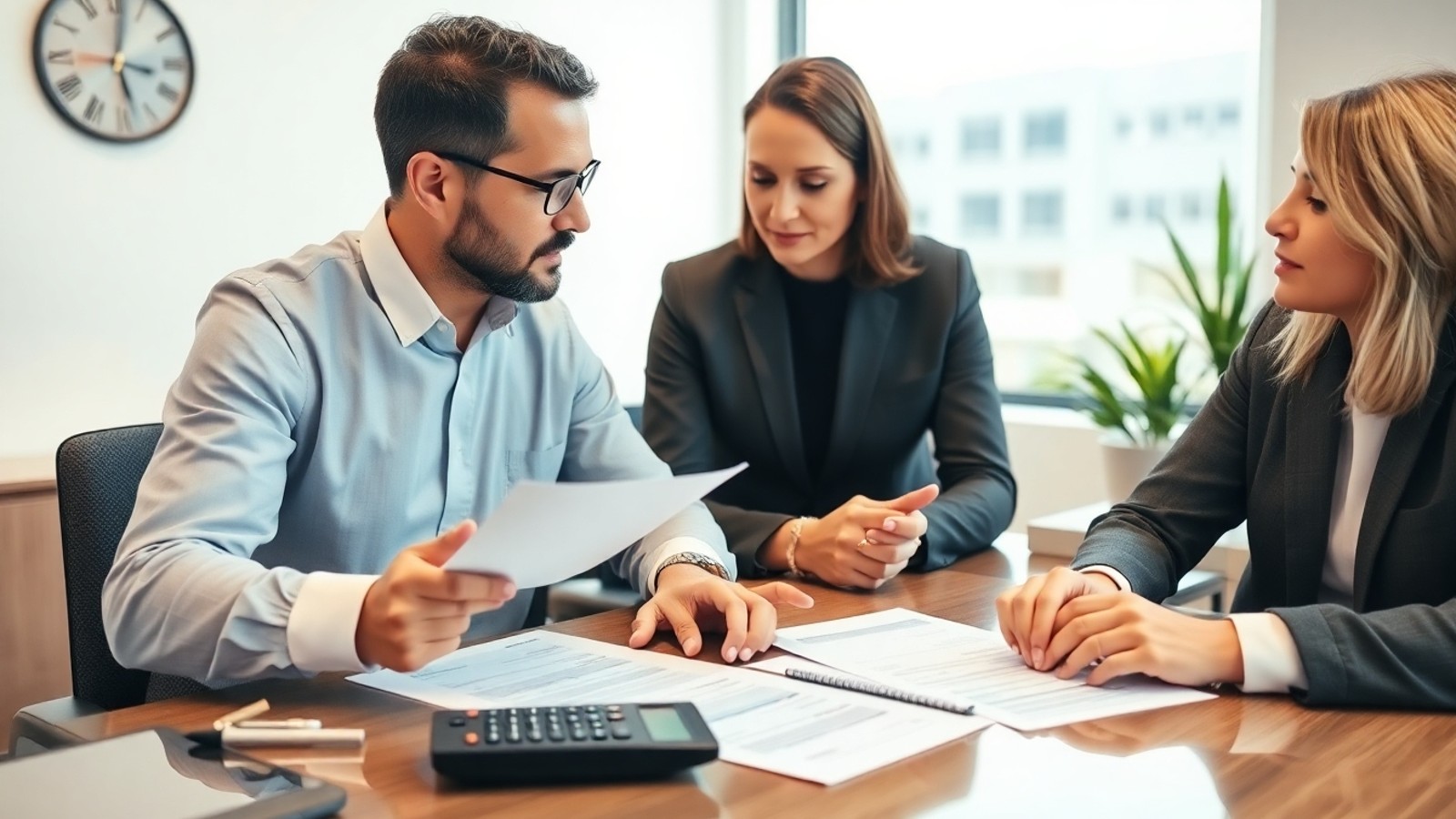 consultor explicando consorcio de imoveis