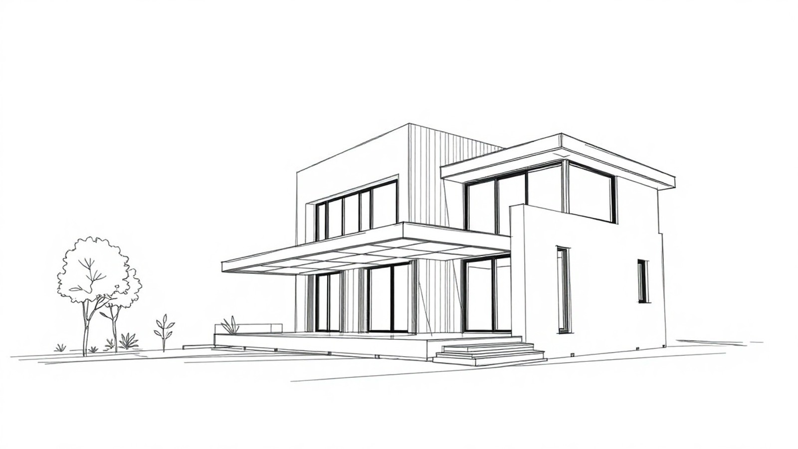 esboco de casa moderna em perspectiva