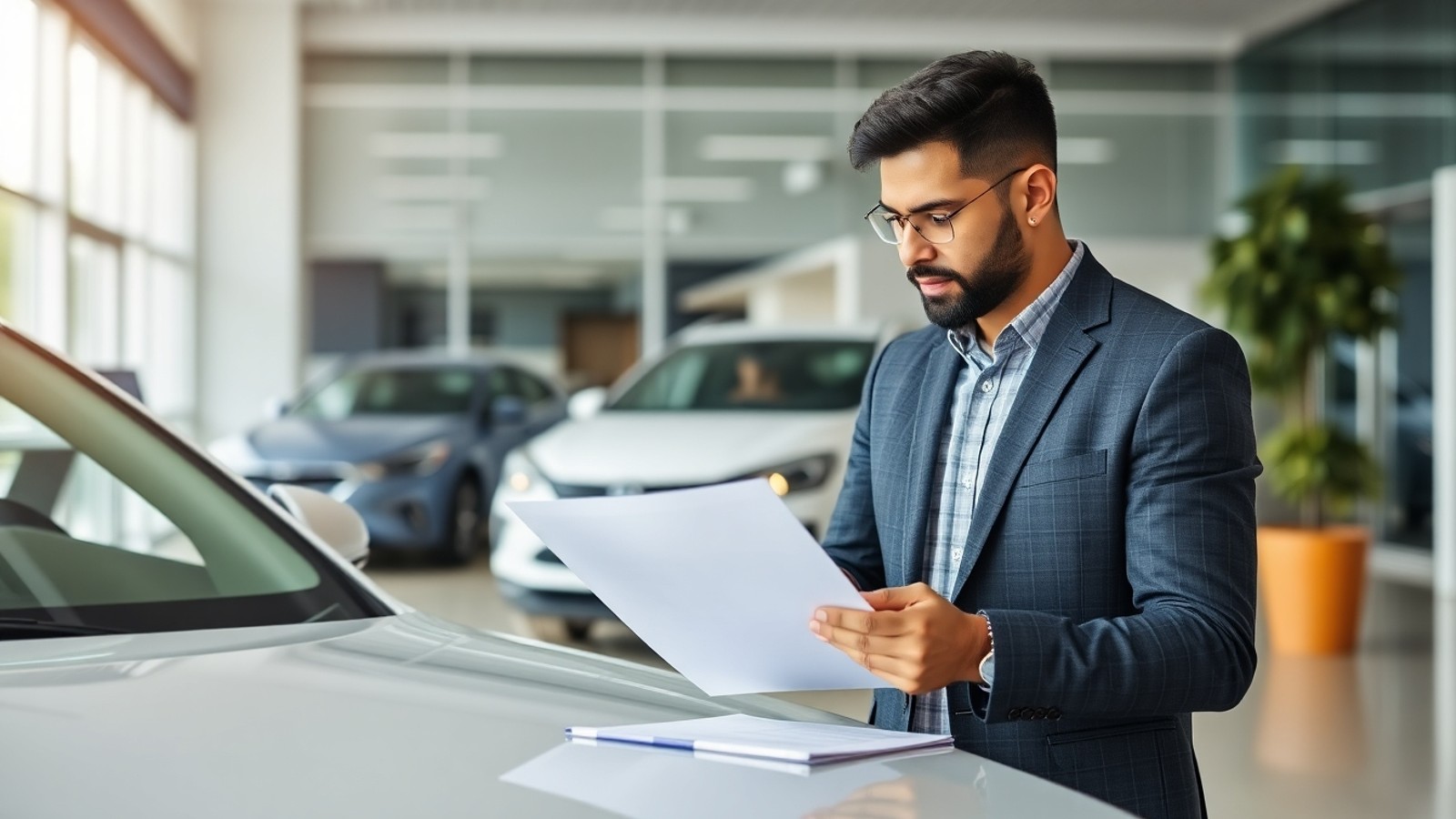 homem analisando consorcio de carro