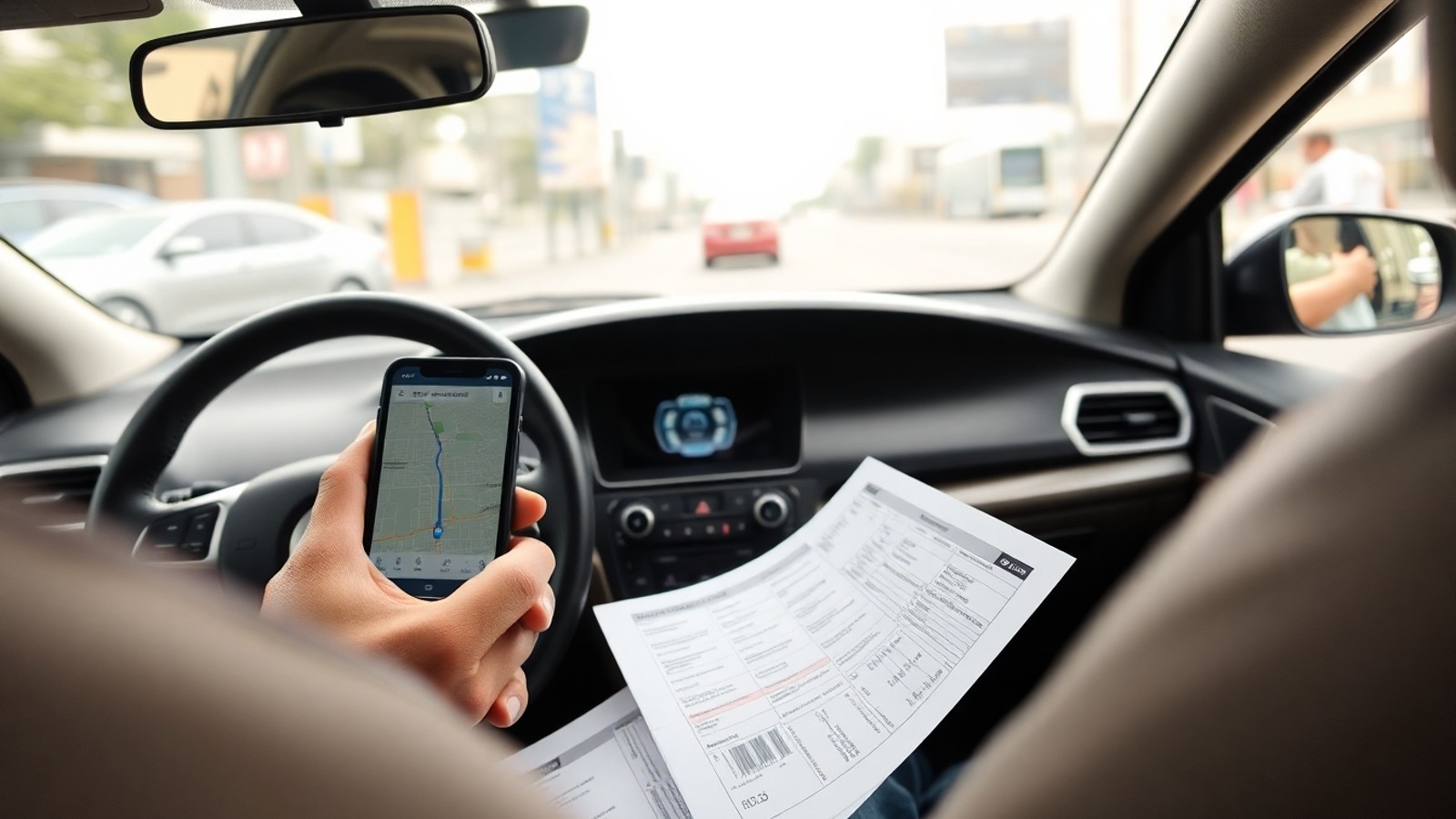 painel carro documentos financeiros motorista