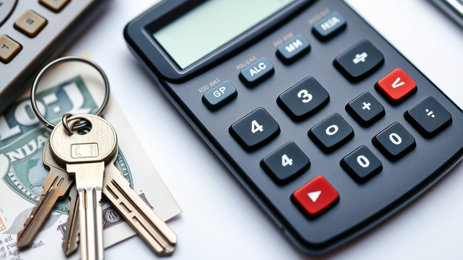 calculadora chave e dinheiro para financiamento