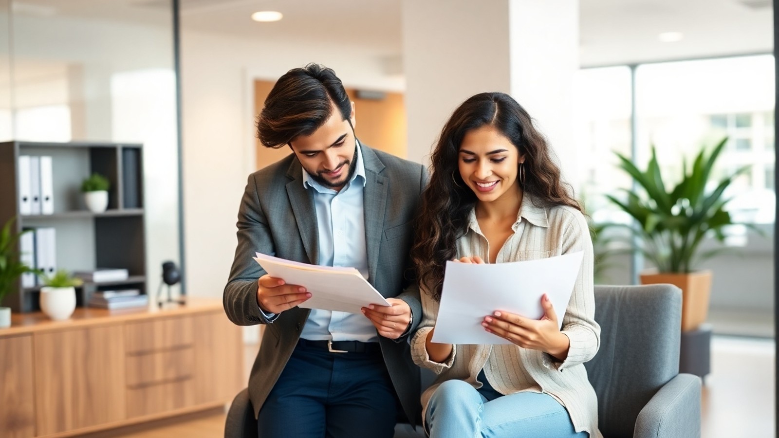 casal analisa financiamento imobiliario