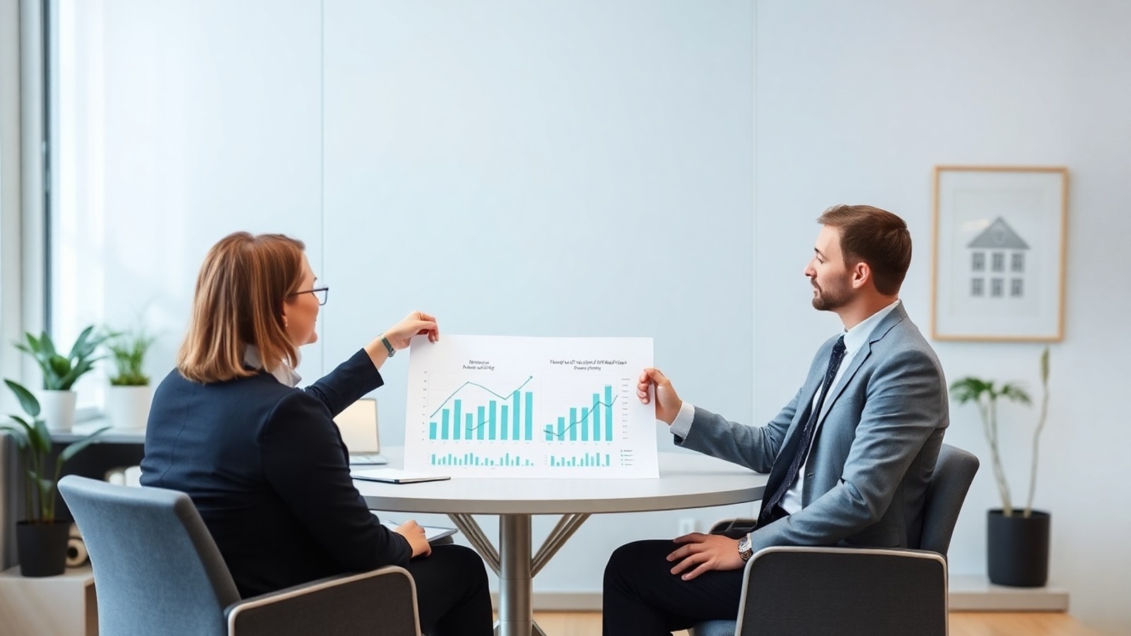 consultor explicando amortizacao imobiliaria