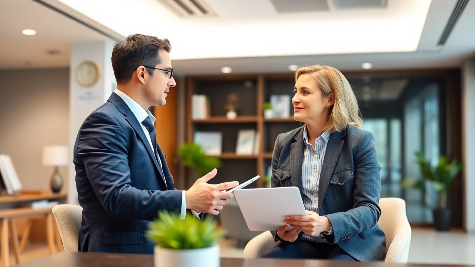 consultor explicando credito com garantia
