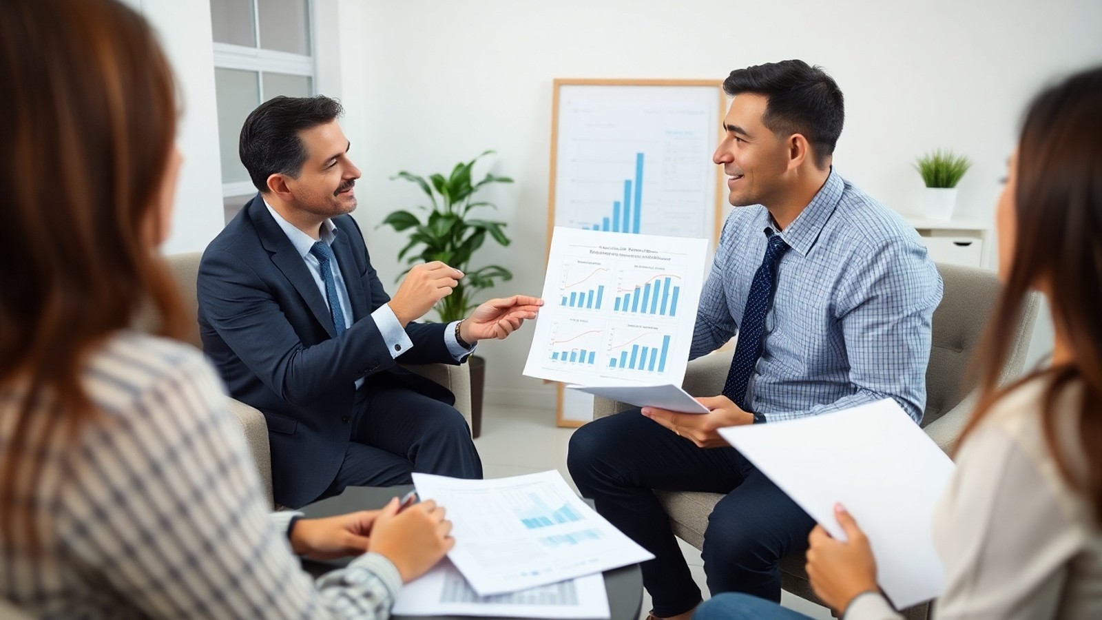 consultor explicando home equity para cliente