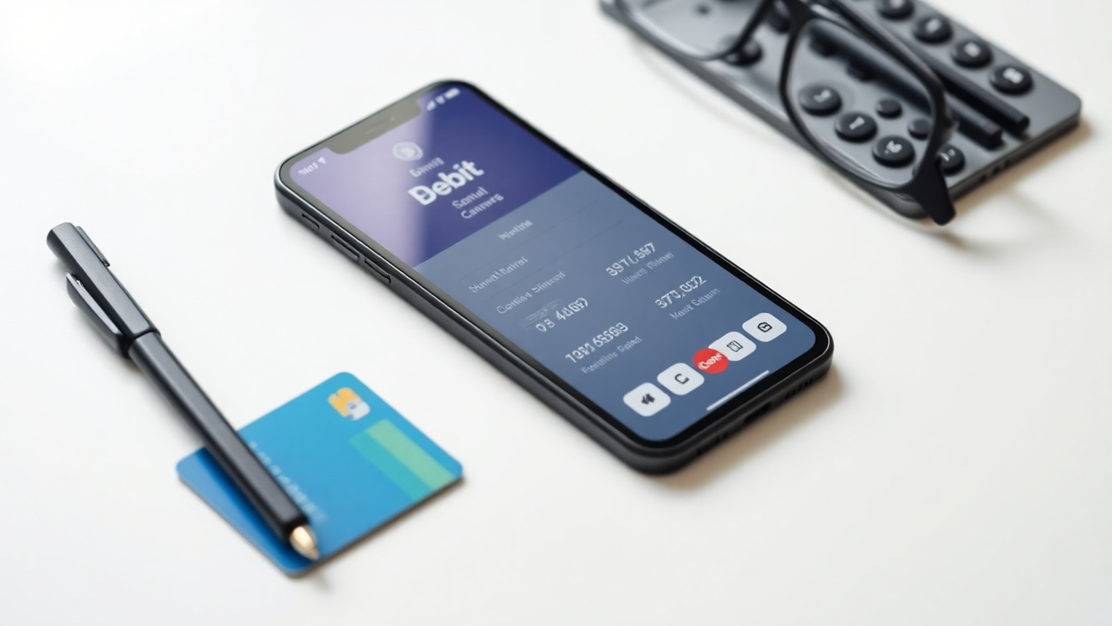 cartao de debito e app bancario na mesa