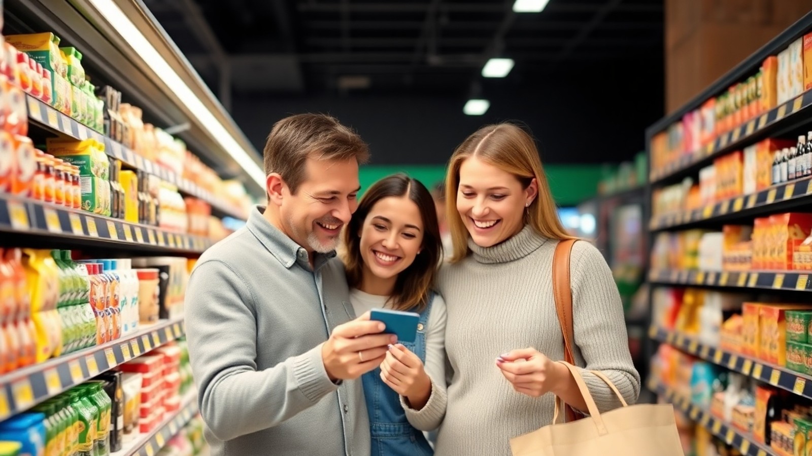 familia usando cartao pao de acucar no supermercado